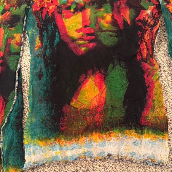 Jean Paul Gaultier Vintage Colorful Women's Top with Artistic Face Print - Picture 3 of 7